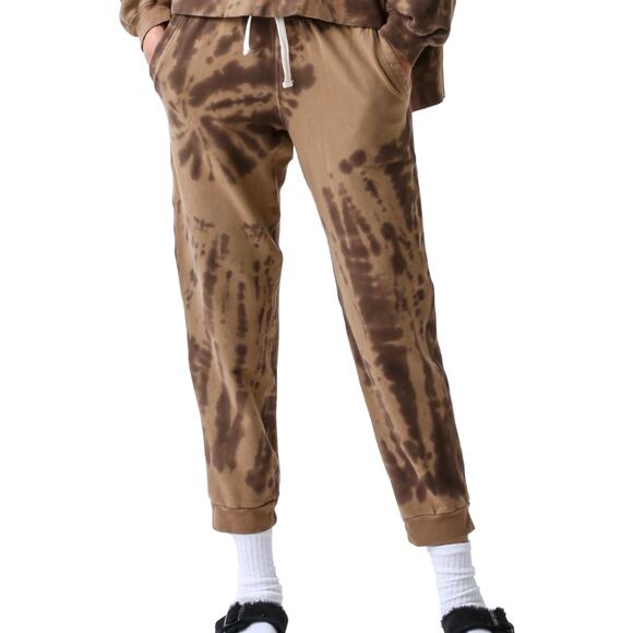 NEW Electric & Rose Cropped Ankle Sweatpants Soft Midweight Brown Tie Dye XS - Picture 1 of 7